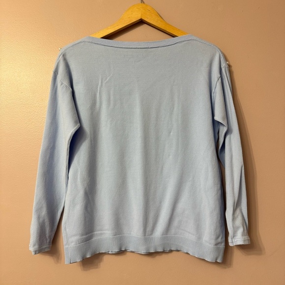 Talbots Pearl Embelished  Boatneck Sweater Blue Women Size M - Picture 11 of 11